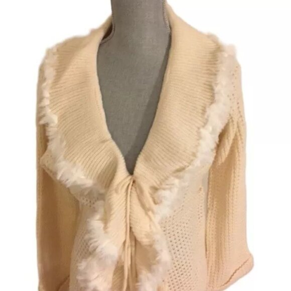 Adrienne Landau Cascading Front Cardigan Faux Fur - Picture 2 of 7